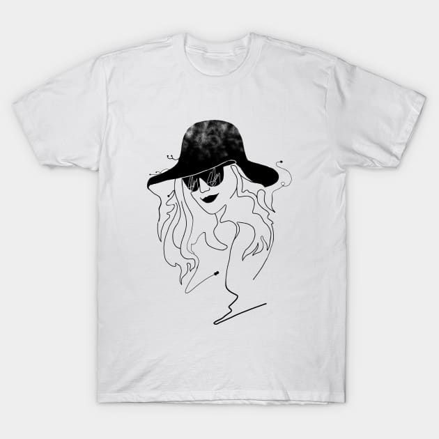 HAT LADY line art design T-Shirt by jen28